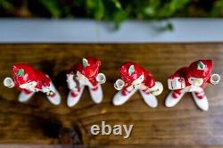 Rare Vtg 50s Christmas Santa Pixie Girl NOEL Skier Letters Candle Holders Japan