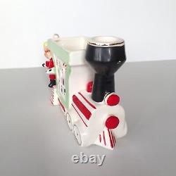 Rare Vtg Ucagco Christmas planter vase Santa pixie elf hanging on train Japan