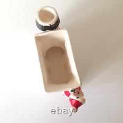 Rare Vtg Ucagco Christmas planter vase Santa pixie elf hanging on train Japan