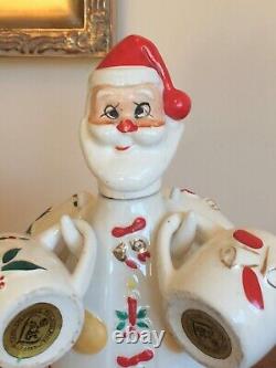 Rare vtg Capri Creations drunk Santa Claus decanter shot glass mugs Xmas Japan