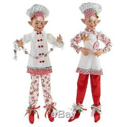 Raz Imports 2020 Kringle Candy Co. 30 Posable Elf Asst of 2 (White/Red)