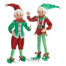 Raz Imports Santa's Little Helpers 16 Posable Elf Asst of 2 Green
