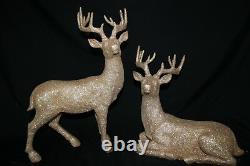 Reindeer Statue Deer Statue New Set/2 Gold Glitter Christmas 18.5 Raz Imports
