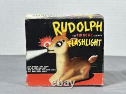 Rudolph Red Nose Reindeer Flashlight Vintage 1939 with Box, Non-Working READ