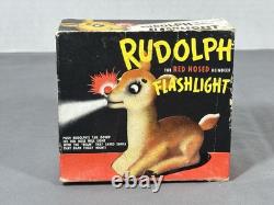 Rudolph Red Nose Reindeer Flashlight Vintage 1939 with Box, Non-Working READ