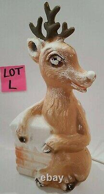 Rudolph Reindeer Plastic Blow Mold Vintage Christmas Chimney Light Up 14 tall