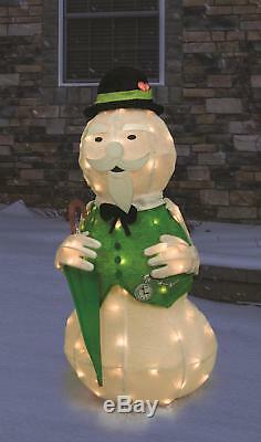 Rudolph's 36 Tinsel Sam Snowman withUmbrella Lighted Christmas 3D Yard Sculpture