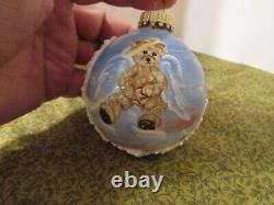 Russian Ceprueb Nocag Santa Skiing painted Christmas Ornaments Signed Bum Russia