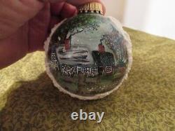 Russian Ceprueb Nocag Santa Skiing painted Christmas Ornaments Signed Bum Russia