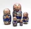 Russian Country Girl Hand Carved Hand Painted Unique Nesting Doll Set