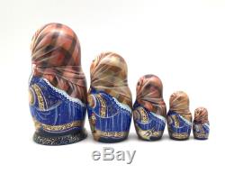 Russian Country Girl Hand Carved Hand Painted UNIQUE Nesting Doll Set