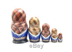 Russian Country Girl Hand Carved Hand Painted UNIQUE Nesting Doll Set