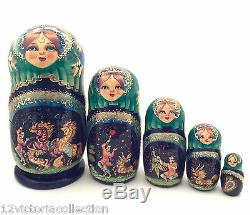 Russian Fairy Tale Firebird Nesting DOLL Hand Carved Hand Painted Babushka doll