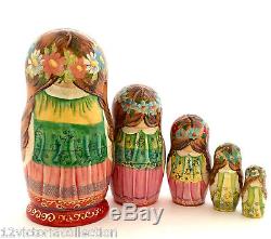 Russian Fairy Tale Firebird Nesting DOLL Hand Carved Hand Painted set