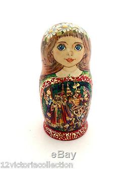 Russian Fairy Tale Firebird Nesting DOLL Hand Carved Hand Painted set