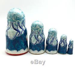 Russian Fairy Tale Nesting DOLL Hand Carved Hand Painted