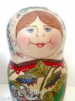 Russian Fairytale Story TURNIP Hand Painted Nesting Doll Original ARTWork Signed