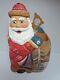 Russian Santa Wood Handcarved And Handpainted Signed 8.5 Tall