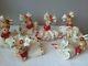 Set Of 6 Vtg Inarco E-1265 Xmas Poinsettia Big Bow Bloomer Girl Figurines Mint