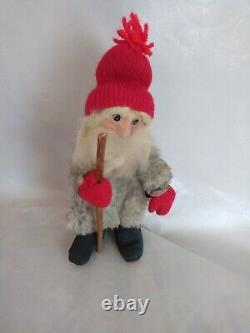 Santa Claus Folk Art Christmas Figure Belsnickle Stick Rustic Primitive Wool