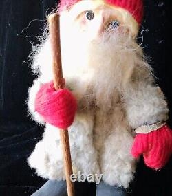 Santa Claus Folk Art German Christmas Figure Belsnickle Stick Rustic Primitive