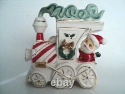 Santa Claus train Christmas Wall pocket planter Noel Smoke on top Japan vintage