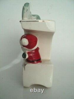 Santa Claus train Christmas Wall pocket planter Noel Smoke on top Japan vintage