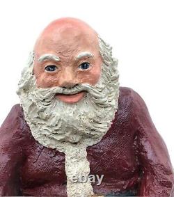 Santa Putting On Shoes Smiling Statue Hand Sculpted Signed CAWW Studio Christmas