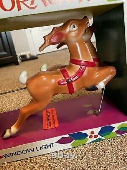 Santa Sleigh and 2 Reindeer Tabletop Blow Mold by Empire 24 with Original Box