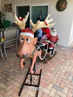 Santa, Sleigh and Reindeer Yard Display