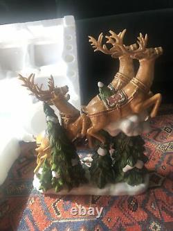 Santa Sleigh with Reindeers Porcelain Member's Mark Christmas decor reindeer