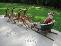 Santa in Sleigh with Reindeer Vintage Department Store Christmas Display Figures