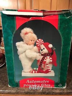 Santa's Best Animated Baby Girl Doll N Bear Holiday Christmas Figures Rare