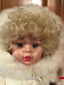Santa's Best Animated Baby Girl Doll N Bear Holiday Christmas Figures Rare