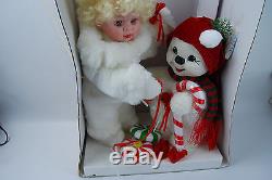 Santa's Best Holiday Animated Baby Girl with Snowman NIB