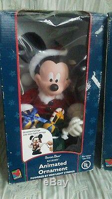 Santas Best Animated Christmas MICKEY & MINNIE MOUSE Mr. & Mrs Claus w Boxes-1998