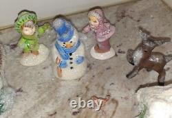 Set 40 plus Vintage Ceramic Christmas Village Buildings, Trees, + Hand Painted