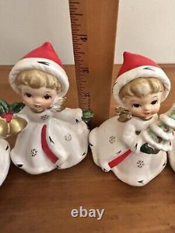 Set 6 Vintage Napco Napcoware Snowflake Girl Figurine Ceramic Christmas X-8387