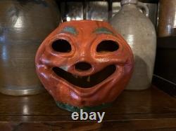 Set Of 3 Vintage Paper Mache Pumpkins And Owl