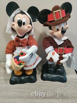 Set Of Disney 18 Mickey & Minnie Mouse Pilgrim Thanksgiving Telco 1996 Animated