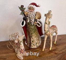 Set of 3 Christmas decor Santa Claus with 2 reindeers A1223