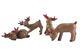 Set Of 4 Hand Painted Ceramic Brown Mold Reindeer Figurines Holiday Holly Leaf