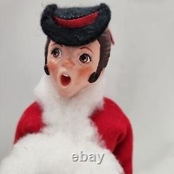 Simpich Muff Lady Carolers 1985 Red Character Dolls Christmas Collectors Vintage