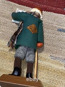 Simpich Newspaper Boy Crutch Good News! Character Doll 1987 Christmas Caroler