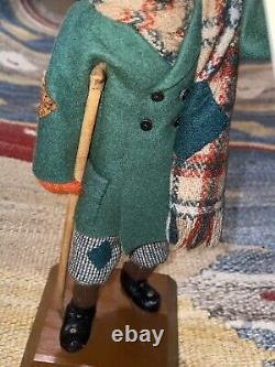 Simpich Newspaper Boy Crutch Good News! Character Doll 1987 Christmas Caroler