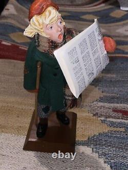 Simpich Newspaper Boy Crutch Good News! Character Doll 1987 Christmas Caroler