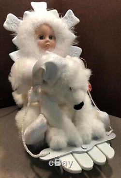 Snowflake Baby Babies Musical Animated Figure baby on sled with polar bear RARE