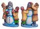 Snowman Christmas Figurine Children Russian Style Hand Carved Wood Decor 8