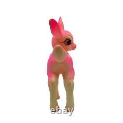 Soft Plastic Rubber Hot Pink 7 Deer Figure Toy Christmas Decor Japan Vintage