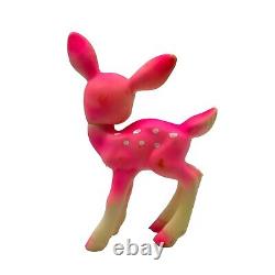 Soft Plastic Rubber Hot Pink 7 Deer Figure Toy Christmas Decor Japan Vintage